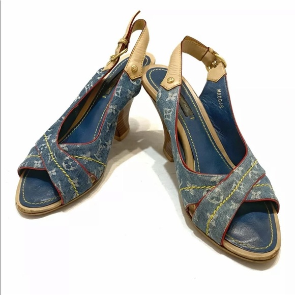 Auth Louis Vuitton denim sandal 36 - Picture 1 of 9